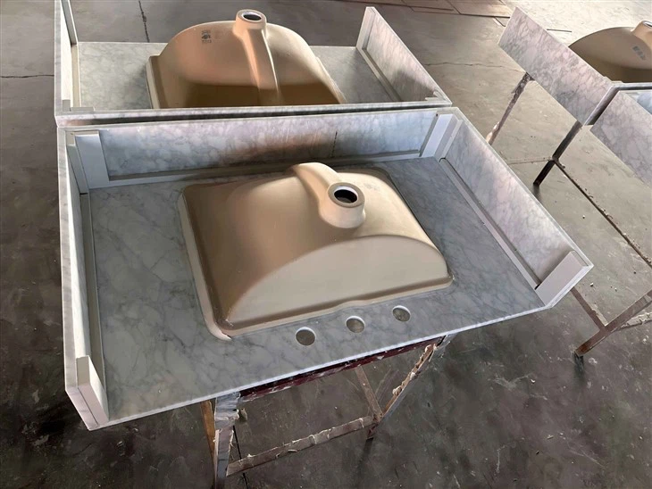 Carrara White Bathroom Sink Tops